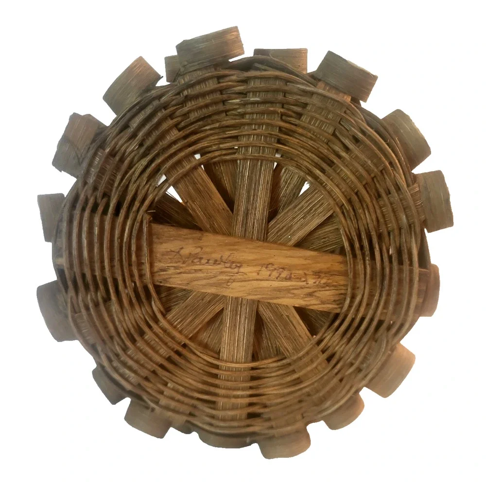 Wicker Curly Q VTG Basket Porcupine Round Basket Decor 5.5